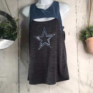 NFL Cowboys Her Style Abby Gray Blue Ice Tank Top Dallas Star